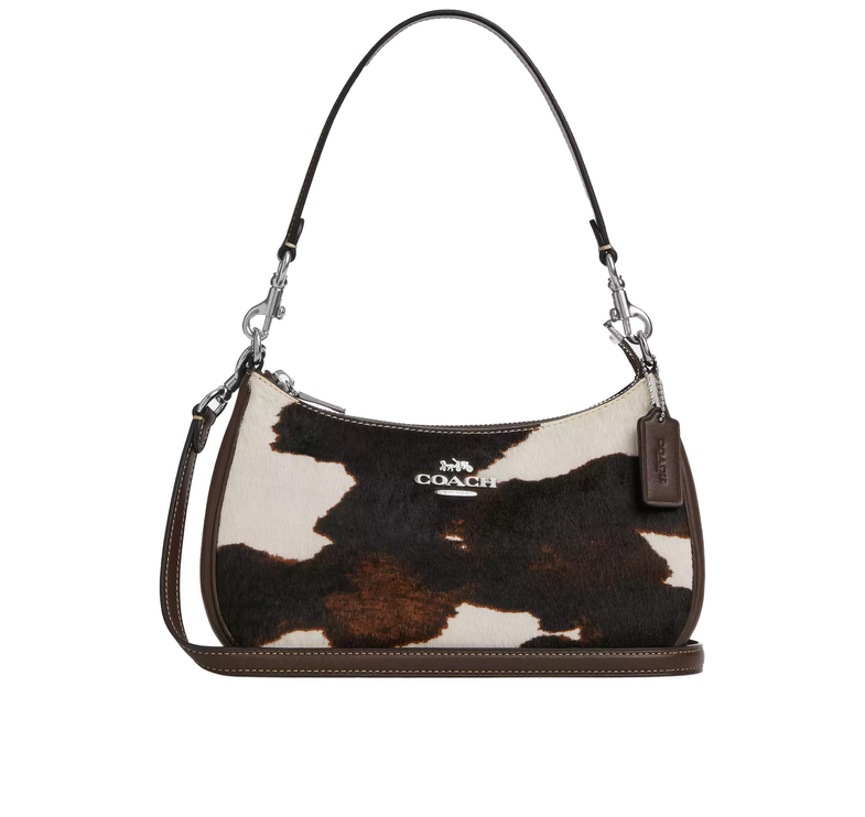 Coach Women's Teri Shoulder Bag With Cow Print Silver/Cow Multi