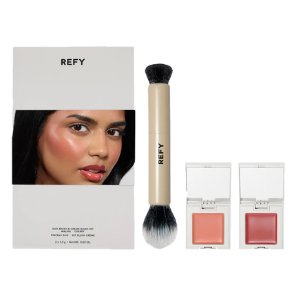 REFY Cream Blush Duo with Duo Face Brush Gift Set