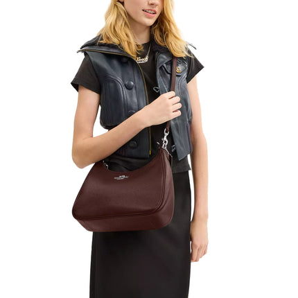 Coach Women's Teri Hobo Bag Pebbled Leather Silver