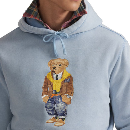 Polo Ralph Lauren Men's Polo Bear Garment-Dyed Fleece Hoodie Southport Blue/Heritage Bear