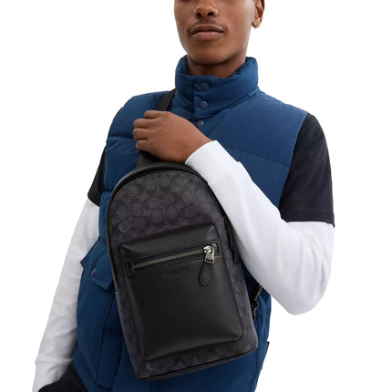 Coach Women's West Pack In Signature Canvas Gunmetal/Charcoal/Black