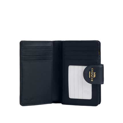 Coach Women's Medium Corner Zip Wallet In Signature Jacquard Gold/Navy/Midnight Navy