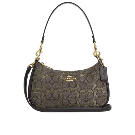 Coach Women's Teri Shoulder Bag In Signature Jacquard Gold/Charcoal