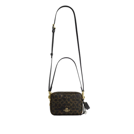 Coach Women's Mini Carey Crossbody Bag In Loved Signature Canvas Gold/Brown