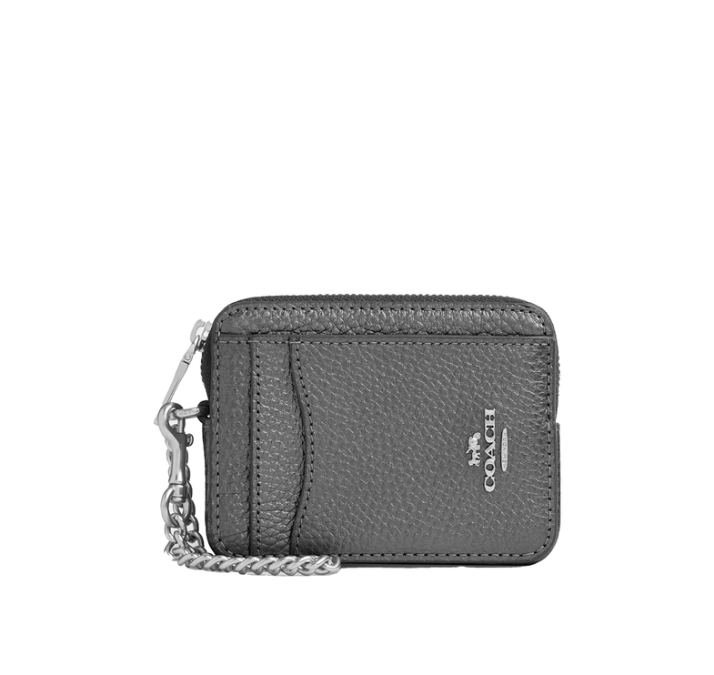 Coach Women's Zip Card Case Silver