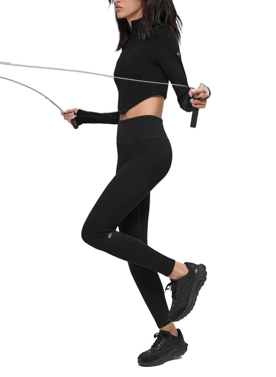 alo Women's Seamless Two Tone Rib Jacket Black