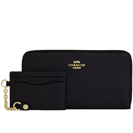 Coach Women's Long Zip Around Wallet With Detachable Card Case Gold/Black