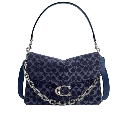 Coach Women's Chain Tabby Shoulder Bag 30 In Signature Denim Silver/Deep Blue Multi