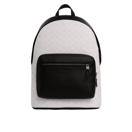 Coach Women's West Backpack In Signature Canvas Gunmetal/Chalk/Black