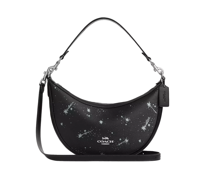 Coach Women's Aria Shoulder Bag With Star Print Silver/Black Multi