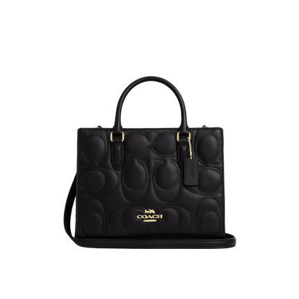 Coach Women's Maggie Small Tote Bag In Signature Leather Gold/Black