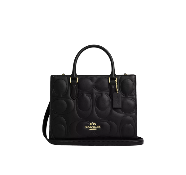 Coach Women's Maggie Small Tote Bag In Signature Leather Gold/Black