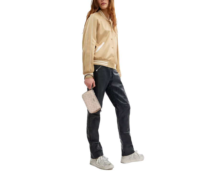 Coach Women's Nolita 19 In Blocked Signature Canvas Silver/Sand/Taupe Multi