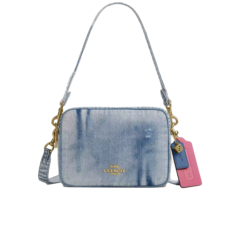 Coach Women's Carey Crossbody Bag In Loved Denim With Charms Gold/Light Indigo