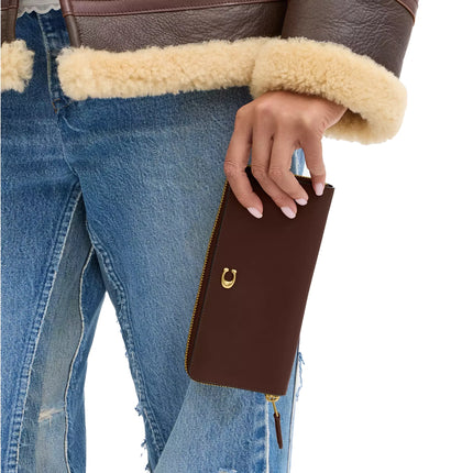 Coach Women's Essential Slim Accordion Zip Wallet Brass/Maple