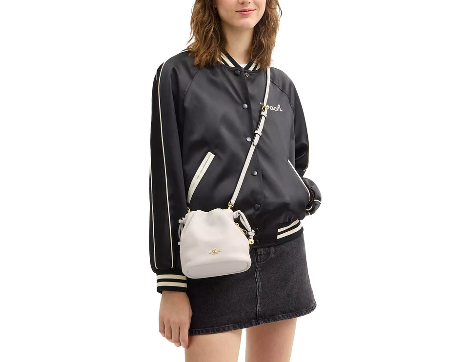 Coach Women's Faye Mini Drawstring Bag With Ruching Gold/Chalk