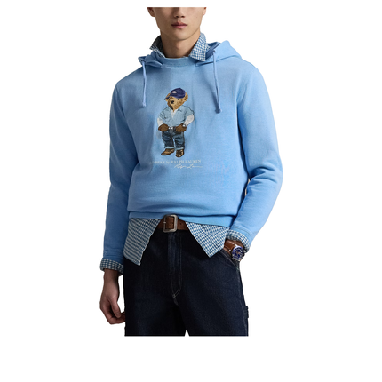 Polo Ralph Lauren Men's Polo Bear Fleece Hoodie Chambray Blue Denim Bear