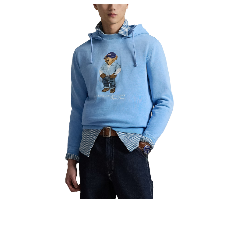 Polo Ralph Lauren Men's Polo Bear Fleece Hoodie Chambray Blue Denim Bear
