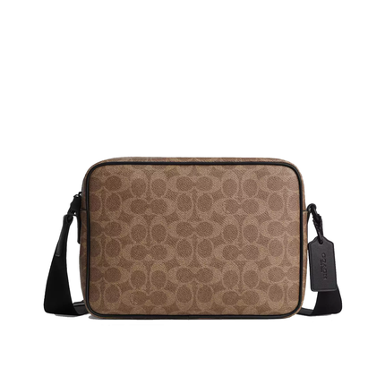 Coach Unisex Colton Crossbody Bag 25 In Signature Canvas Matte Black/Tan Black
