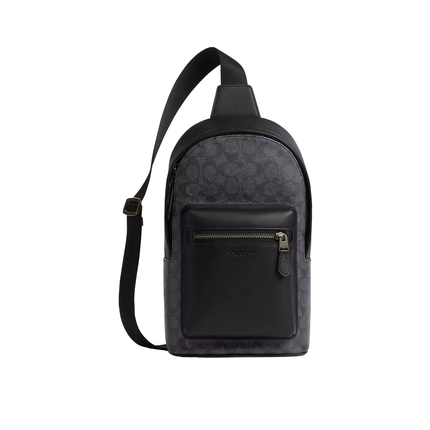 Coach Women's West Pack In Signature Canvas Gunmetal/Charcoal/Black