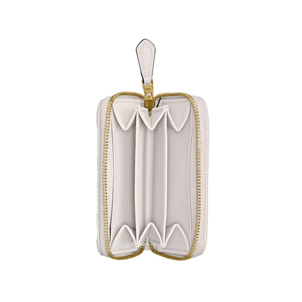 Coach Women's Essential Small Zip Around Card Case With Pillow Quilting Brass/Chalk