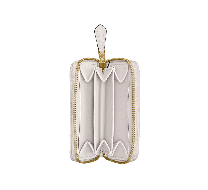 Coach Women's Essential Small Zip Around Card Case With Pillow Quilting Brass/Chalk