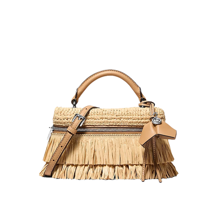 Michael Kors Women's Jana Extra-Small Hand-Crocheted Crossbody Bag Peanut
