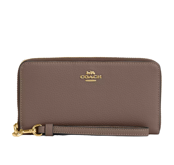 Coach Women's Long Zip Around Wallet Gold/Dark Stone