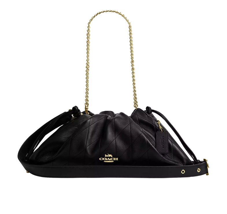 Coach Women's Faye Large Shoulder Bag With Quilting Gold/Black