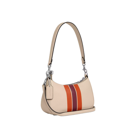 Coach Women's Teri Mini Crossbody Bag With Stripe Silver/Ivory Multi