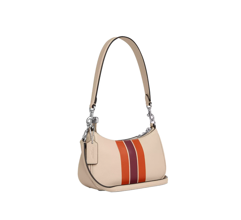 Coach Women's Teri Mini Crossbody Bag With Stripe Silver/Ivory Multi