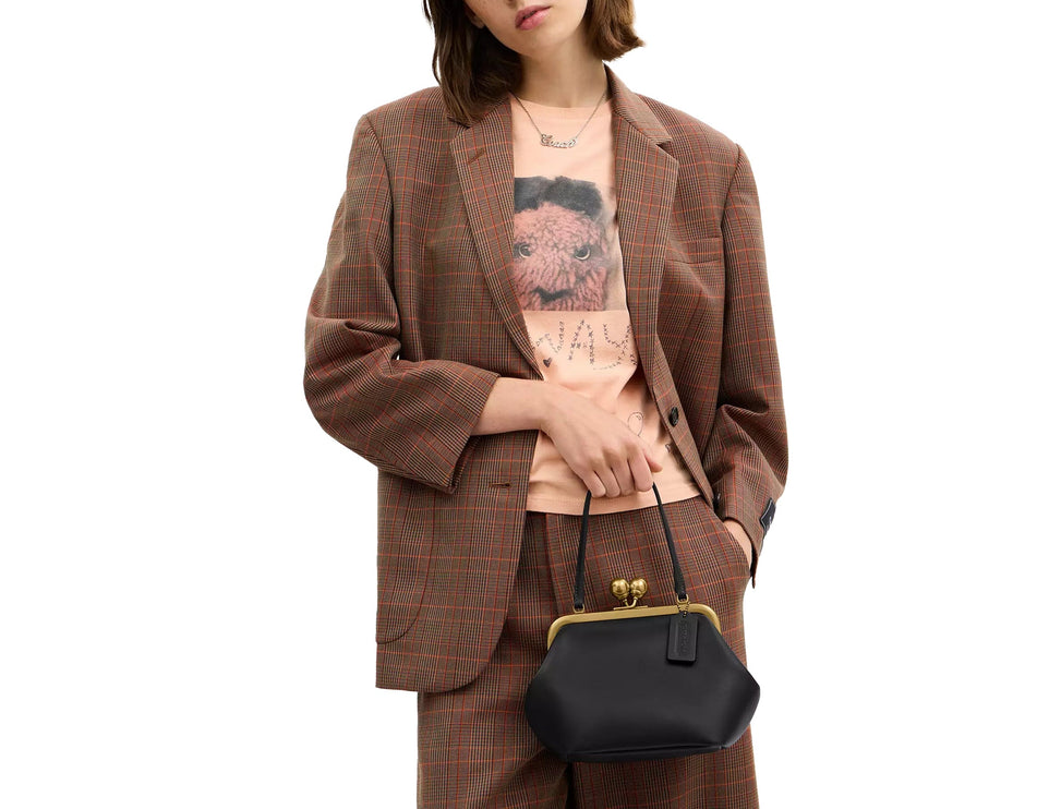 Coach Women's Kisslock Frame Bag 16 Brass/Black