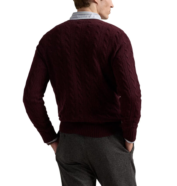 Polo Ralph Lauren Men's Cable-Knit Wool-Cashmere Sweater Aged Wine Heather