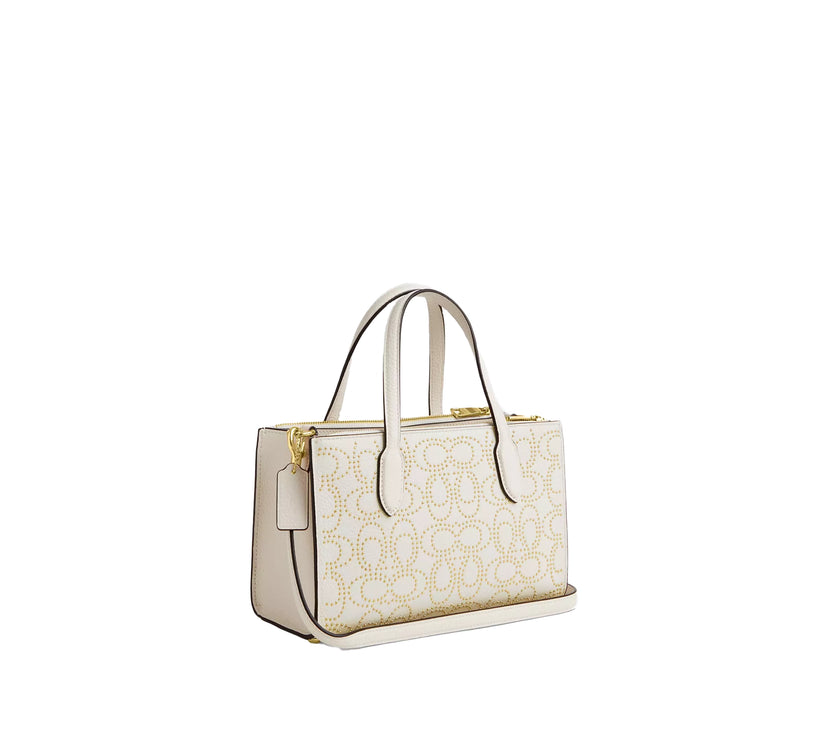 Coach Women's Nina Small Tote Bag With Signature Rivets Gold/Chalk