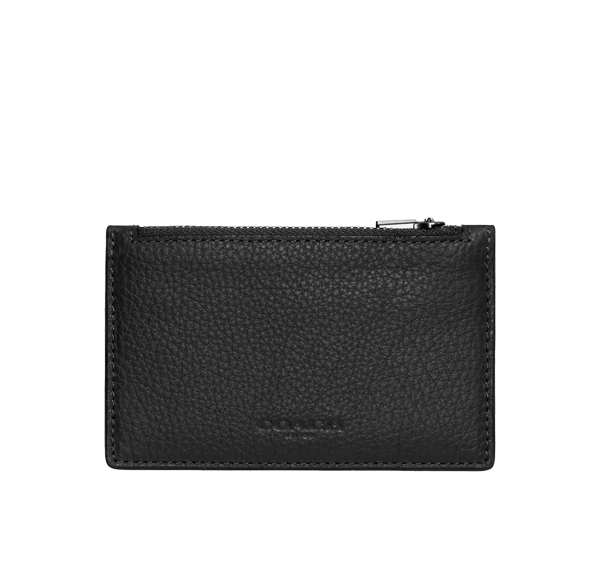 Coach Women's Zip Card Case Gunmetal/Black