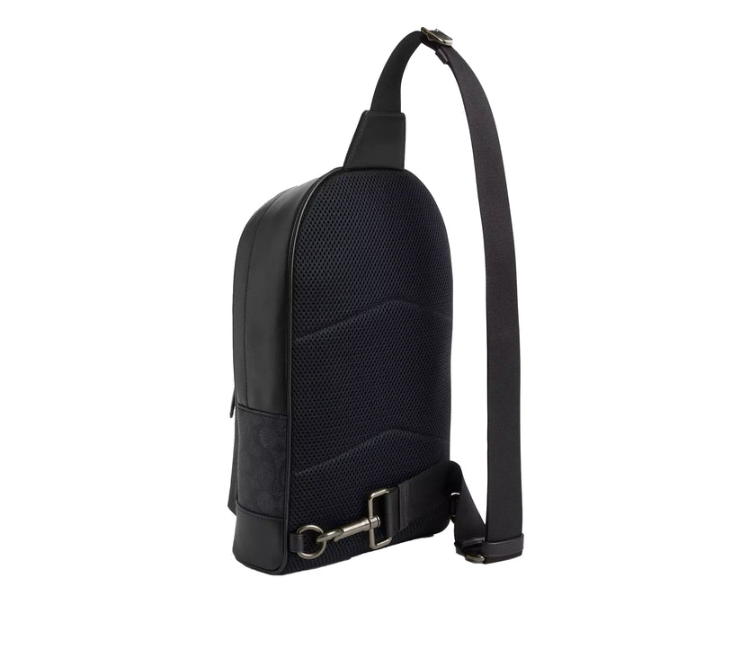 Coach Women's West Pack In Signature Canvas With Varsity Stripe Gunmetal/Charcoal/Denim/Chalk