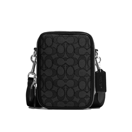 Coach Unisex Stanton Crossbody In Signature Jacquard Silver/Charcoal/Black