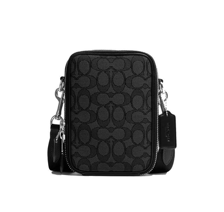 Coach Unisex Stanton Crossbody In Signature Jacquard Silver/Charcoal/Black