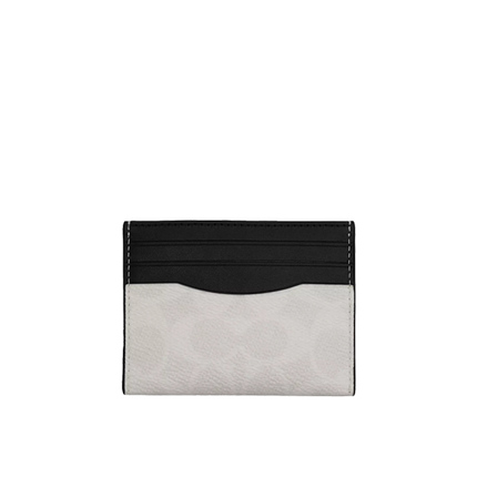 Coach Women's Slim Id Card Case In Signature Canvas Chalk & Black