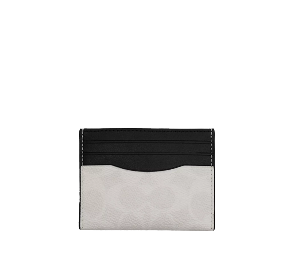 Coach Women's Slim Id Card Case In Signature Canvas Chalk & Black