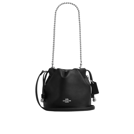Coach Women's Faye Mini Drawstring Bag With Ruching Black/Silver