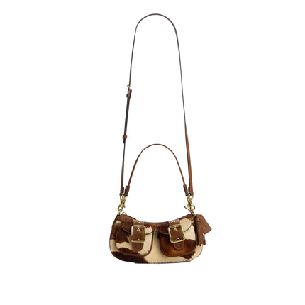 Coach Women's Ashton Shoulder Bag In Haircalf With Cow Print Gold/Cow Multi
