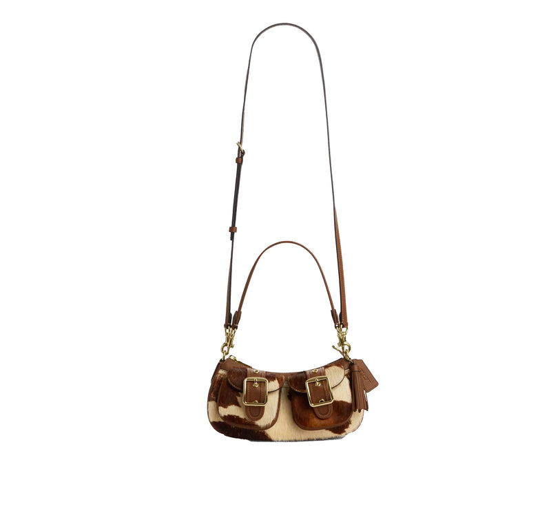 Coach Women's Ashton Shoulder Bag In Haircalf With Cow Print Gold/Cow Multi