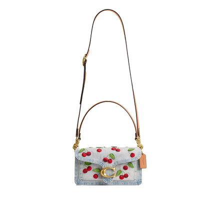 Coach Women's Tabby Shoulder Bag 26 With Cherry Embroidery Brass/Denim