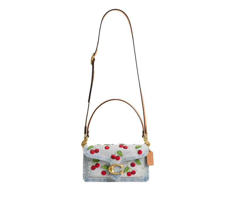Coach Women's Tabby Shoulder Bag 26 With Cherry Embroidery Brass/Denim