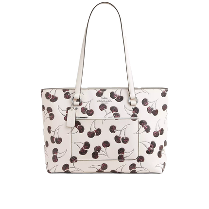 Coach Women's Station Tote Bag With Cherry Print White/Silver