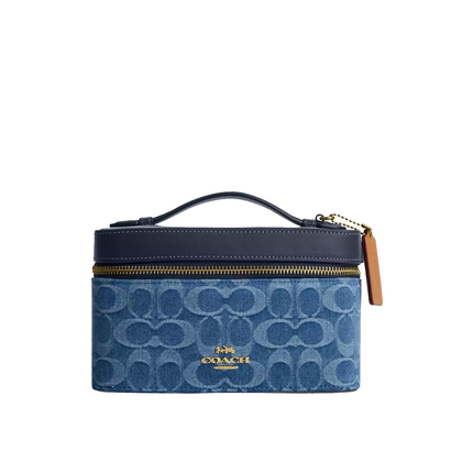Coach Women's Cosmetic Case In Signature Denim Gold/Indigo