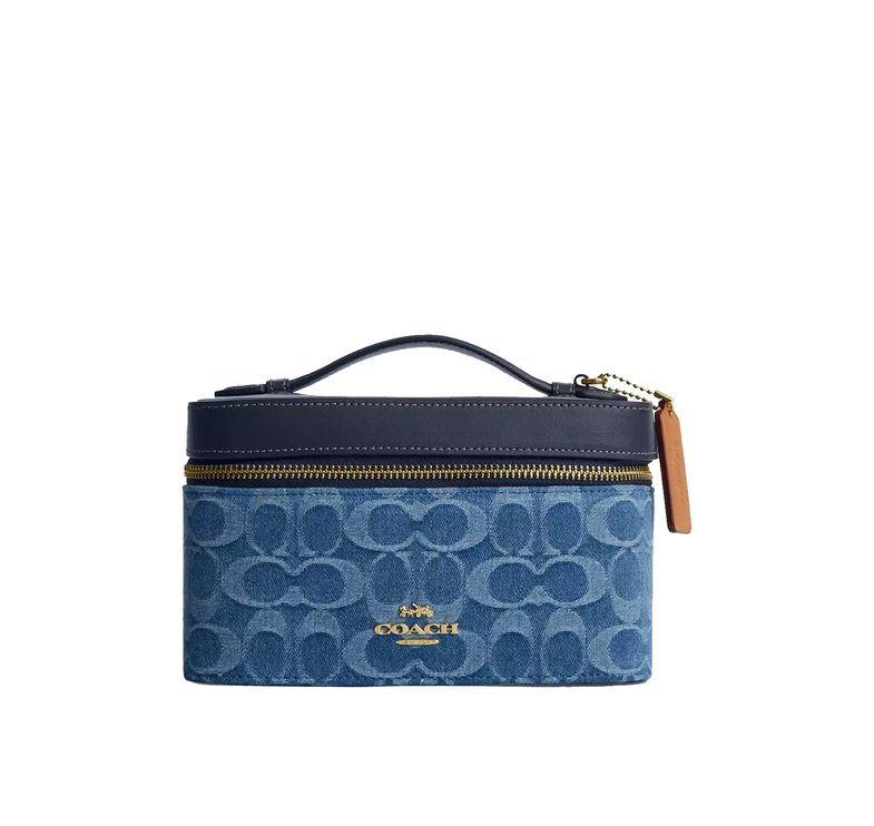 Coach Women's Cosmetic Case In Signature Denim Gold/Indigo
