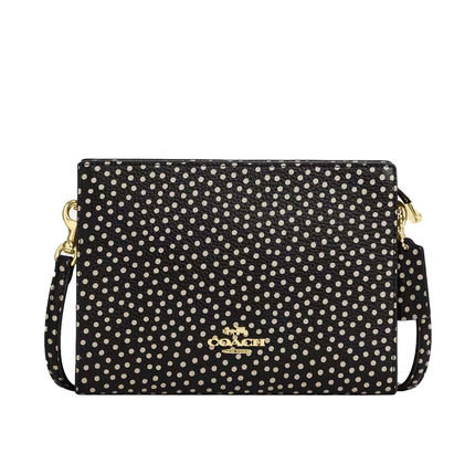 Coach Women's  Slim Crossbody Bag With Spot Print Gold/Black Multi