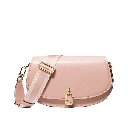 Michael Kors Women's Mila Medium Leather Messenger Bag Soft Pink